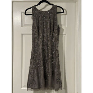 Adrianna Pappel Cocktail dress 8 Grey With Beautiful Silver Beaded Accents